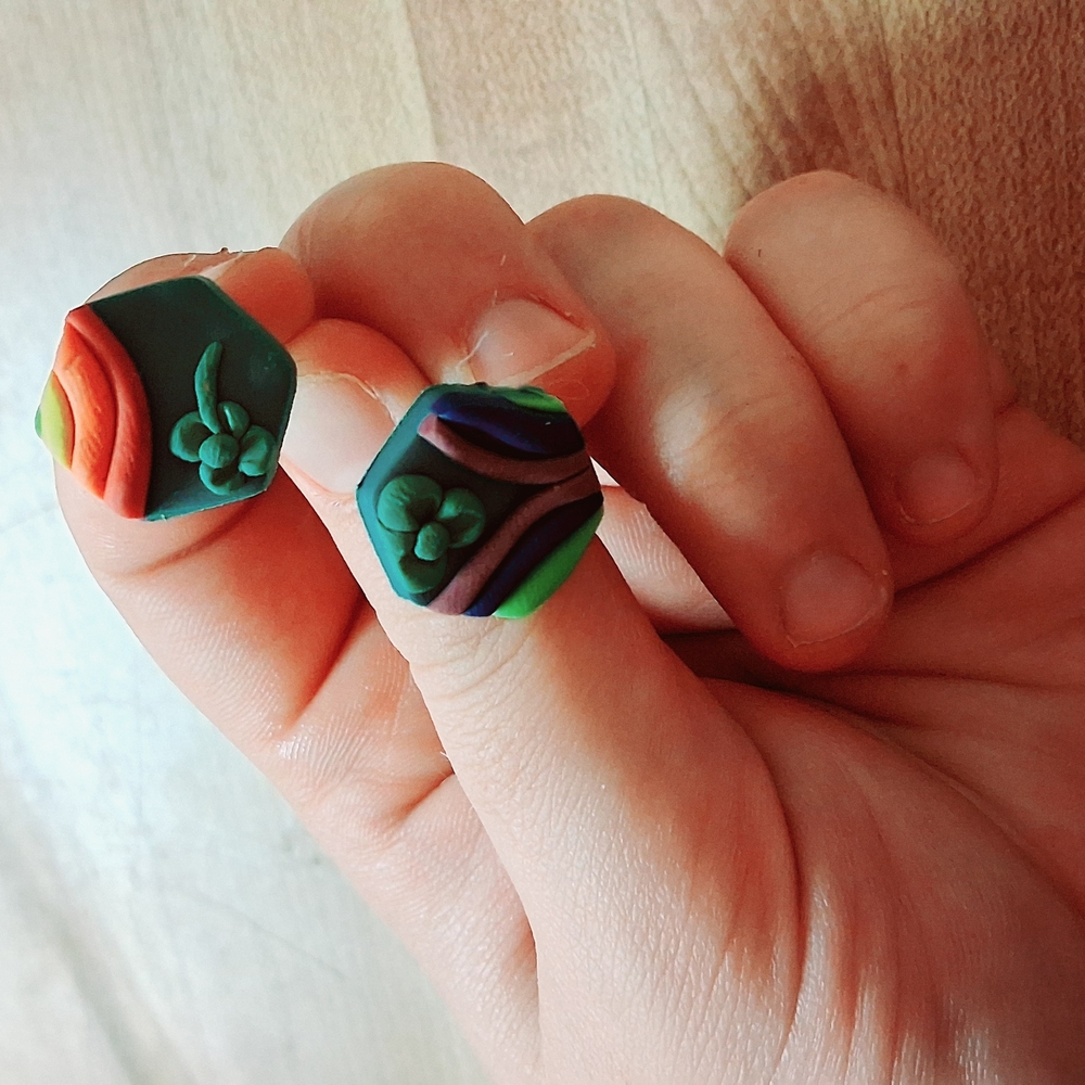 Colorful Hexagon Polymer Clay Earrings